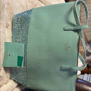 Kate Spade Aqua Glitter Tote